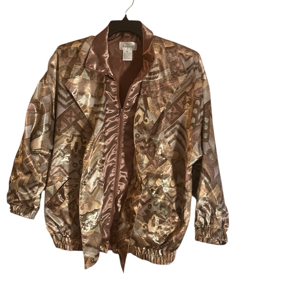 Vintage 90s Pink Gold Metallic Y2K Iridescent Windbreaker 90s Streetwear Small